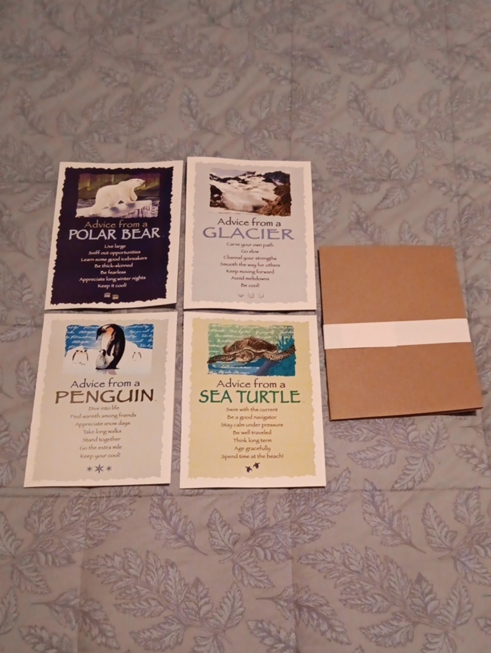 Whimsical Advice Cards Set of 4 w/brown Envelopes